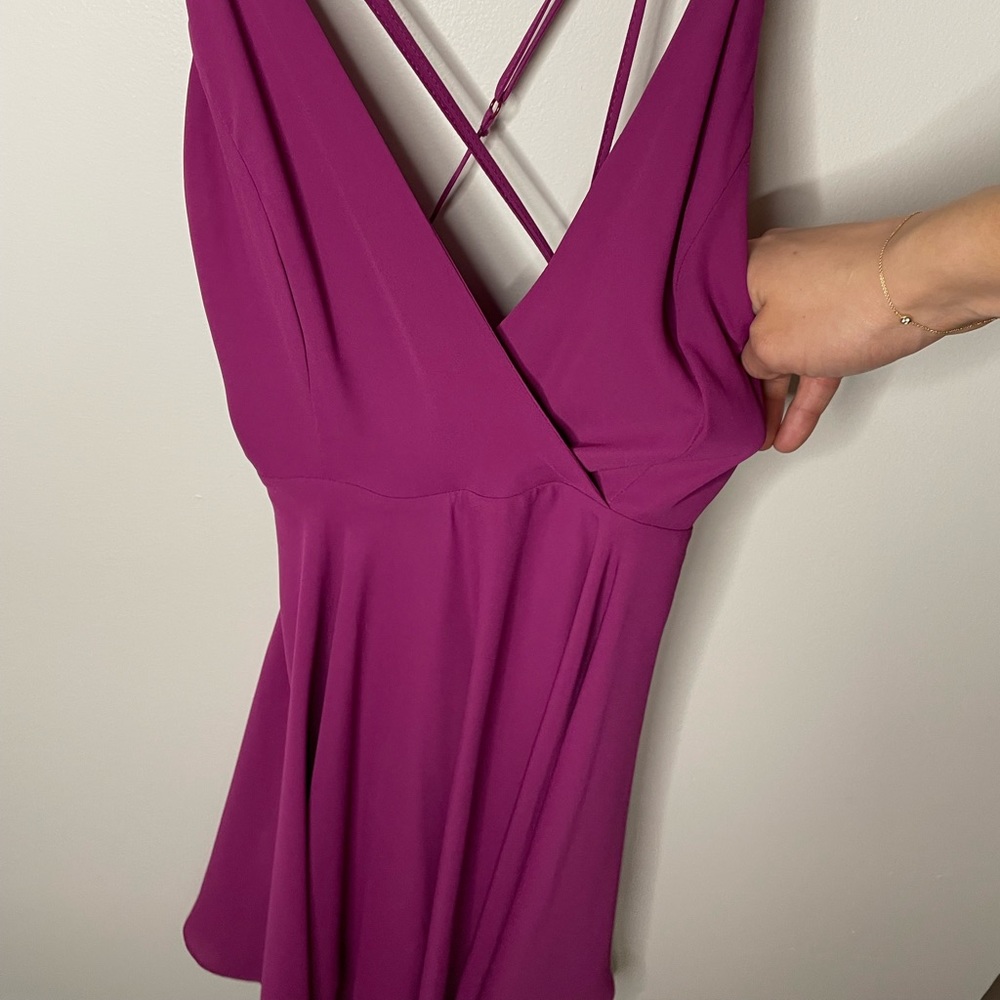 Fuschia low-back cocktail dress